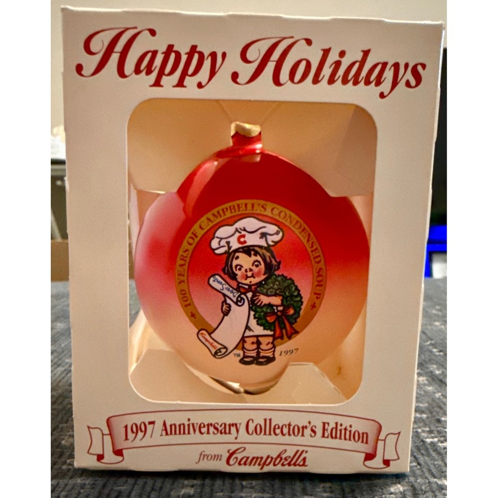Campbell's Christmas Ornament 1997 Anniversary Collector's Edition Red Glass